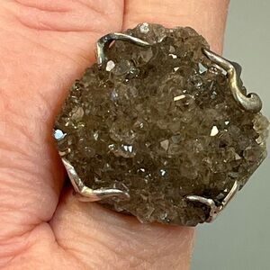 Deb Goyot Chunky Smoky Quartz Ring Size 8.5 
EUC.  925 Sterling Silver
